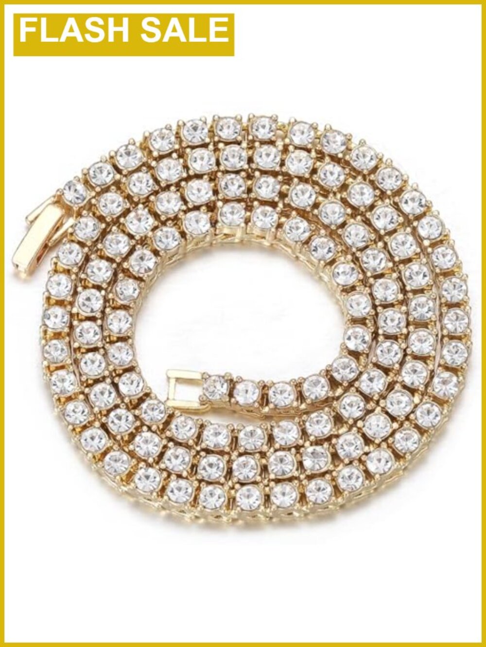 Gold Plated Tennis Necklace Single Row CZ Iced Out Cuban Link Chain Choker Hip